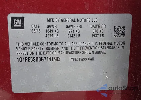 2016 Chevrolet Cruze Limited 1Lt Auto from USA, damaged, VIN 1G1PE5SB0G7141592